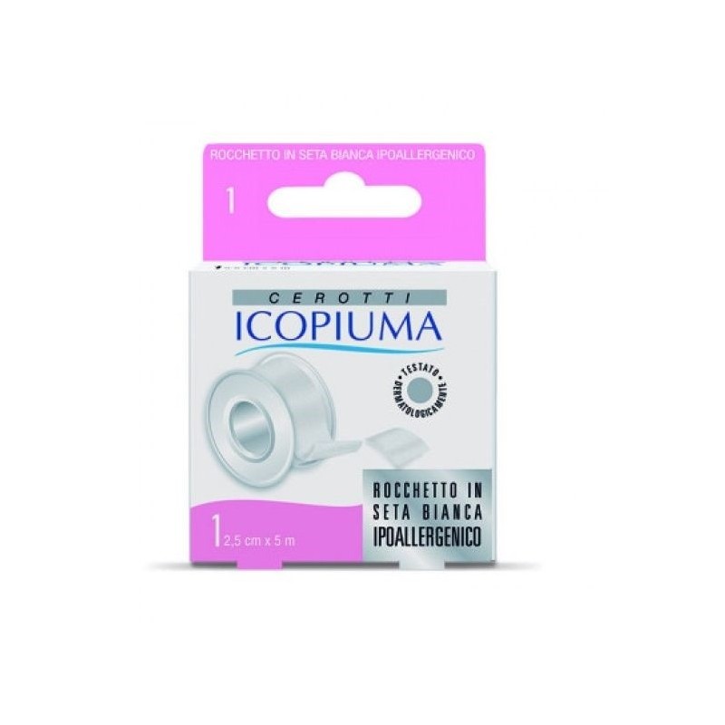 Cerotto icopiuma in rocchetto seta bianco ipoallergenico 2,5cm x 5 m