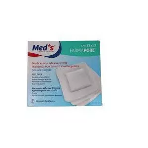 Medicazione meds farmapore adesiva sterile cm12x12 astuccio5 pezzi