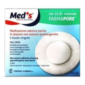 Medicazione meds farmapore adesiva sterile rotonda diametro15cm 5 pezzi