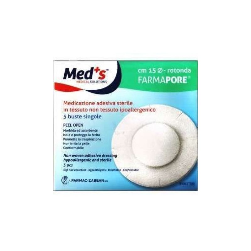 Medicazione meds farmapore adesiva sterile rotonda diametro15cm 5 pezzi