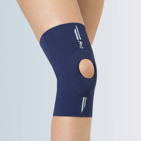 Ginocchiera traspirante con stabilizzatore rotuleo ad anelloin silicone l