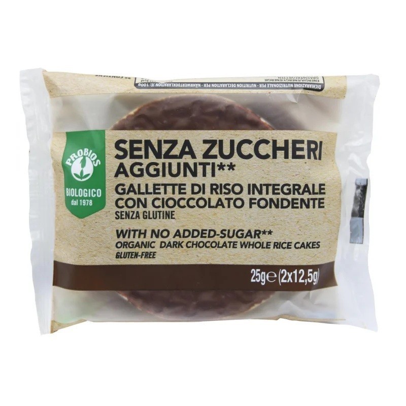 Gallette di riso con cioccolato fondente senza zuccheri aggiunti 25 g