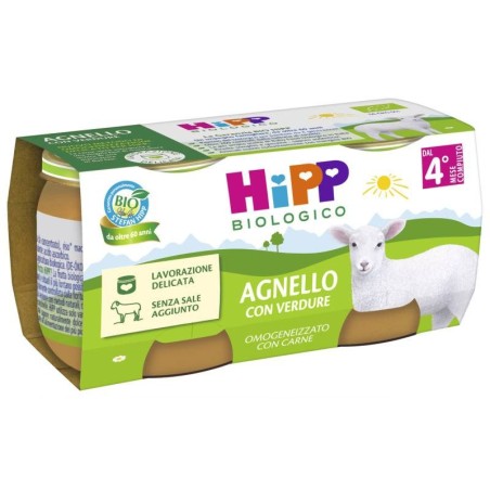 Hipp bio omogeneizzato agnello con verdure 2 pezzi da 80 g