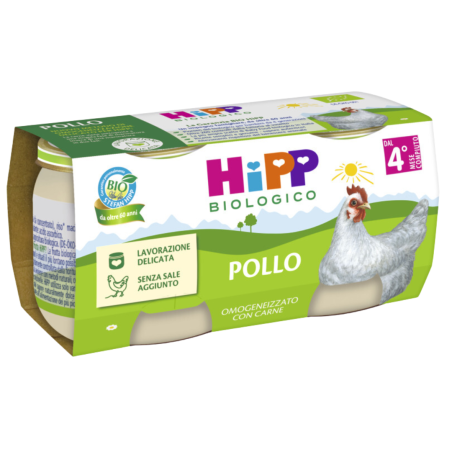 Hipp bio omogeneizzato pollo 2 pezzi da 80 g
