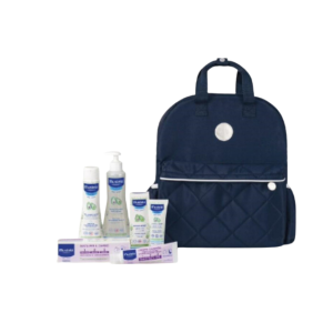 Mustela zaino borsa 2024 1 mustela detergente delicato 200 ml + 1 pasta cambio 50 ml + 1 fluido s/r 300 ml + 1 hydra bebe' crema