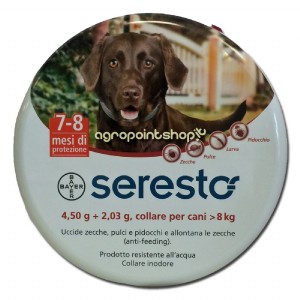 Seresto 4,50 g + 2,03 g, collare per cani 8 kg