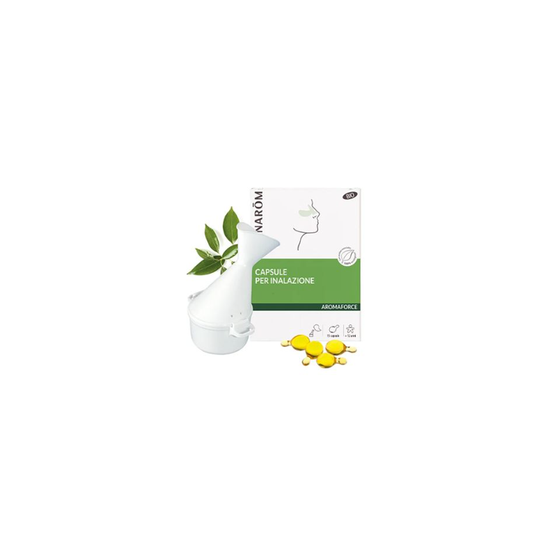 Pranarom aromaforce inha 15 capsule oli essenziali + inalatore
