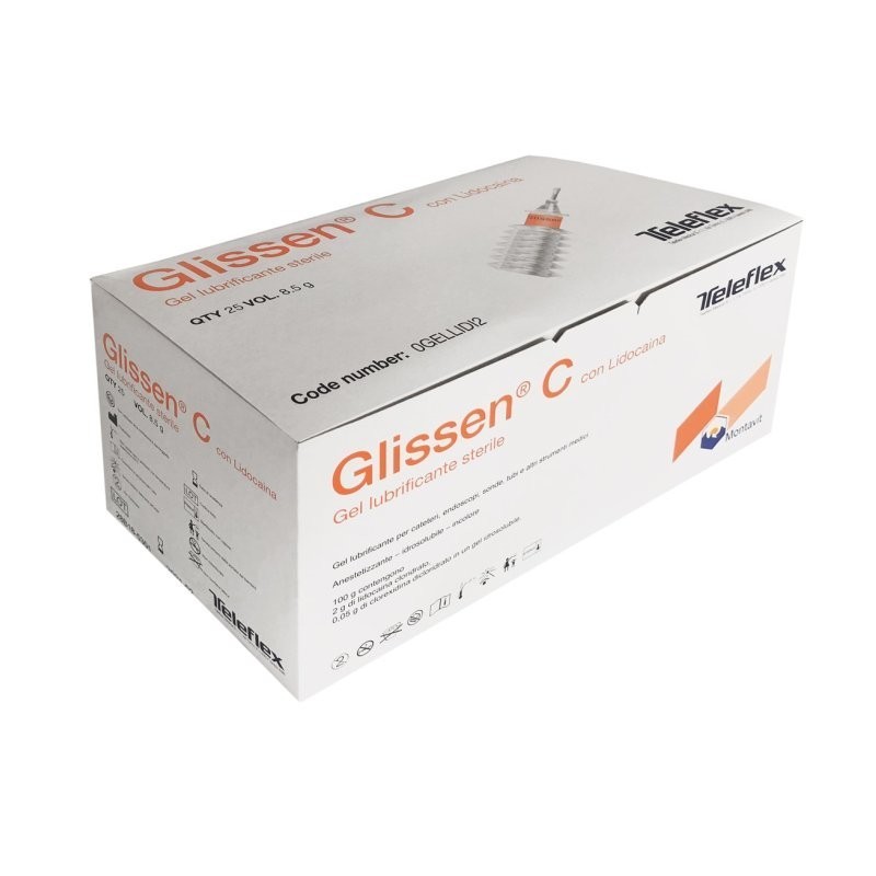 Gel lubrificante glissen con lidocaina/clorexidina per cateterismo ed endoscopia applicatore monodose erogatore a soffietto 12,5