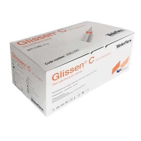 Gel lubrificante glissen con lidocaina/clorexidina per cateterismo ed endoscopia applicatore monodose erogatore a soffietto 12,5
