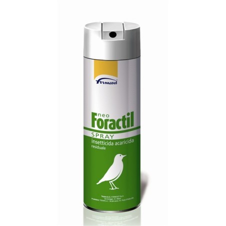 Neo foractil spray, 10 mg/g + 3 mg/g + 2 mg/g soluzione spray per uso esterno per uccellini da gabbia e da voliera, cani, gatti 