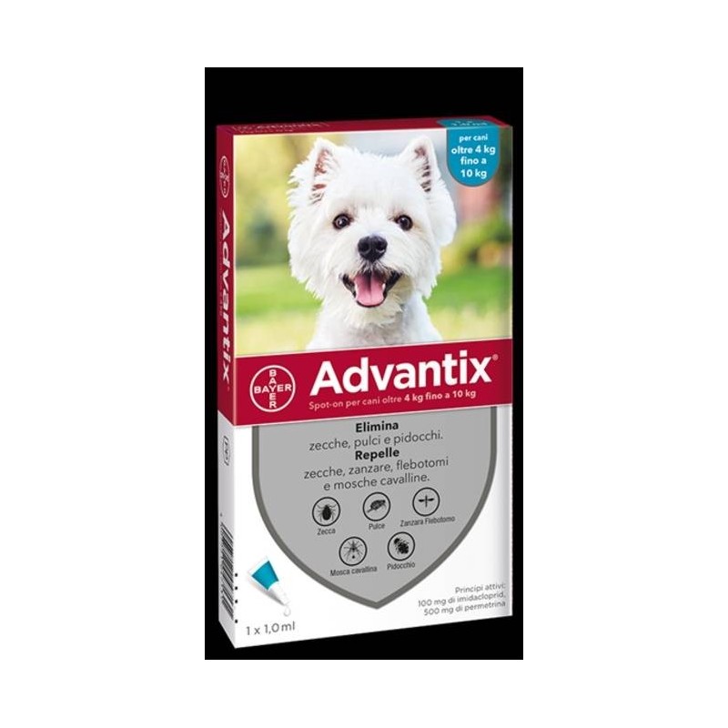 Advantix spot-on per cani oltre 4 kg fino a 10 kg Advantix spot-on per cani oltre 4 kg fino a 10 kg