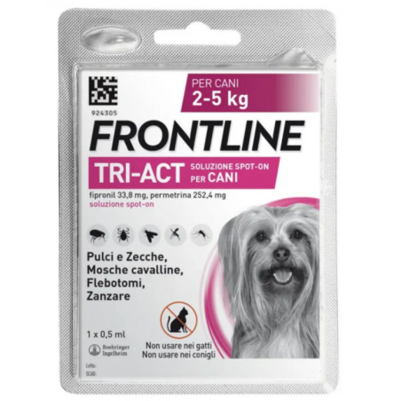 Frontline tri-act soluzione spot-on per cani di 2-5 kg Frontline tri-act soluzione spot-on per cani di 2-5 kg