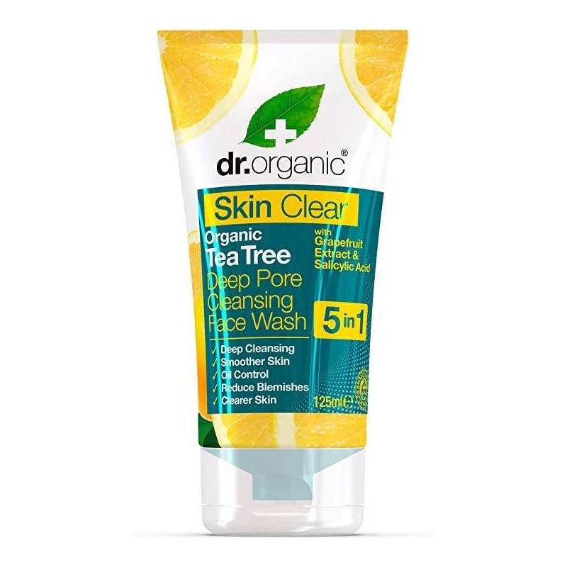 Dr organic tea tree face wash detergente viso 200 ml