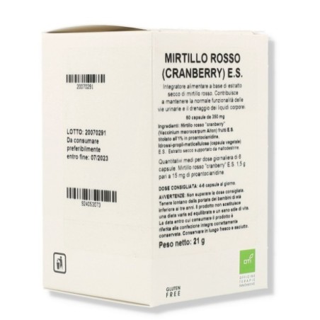 Mirtillo rosso cranberry estratto secco 60 capsule Mirtillo rosso cranberry estratto secco 60 capsule