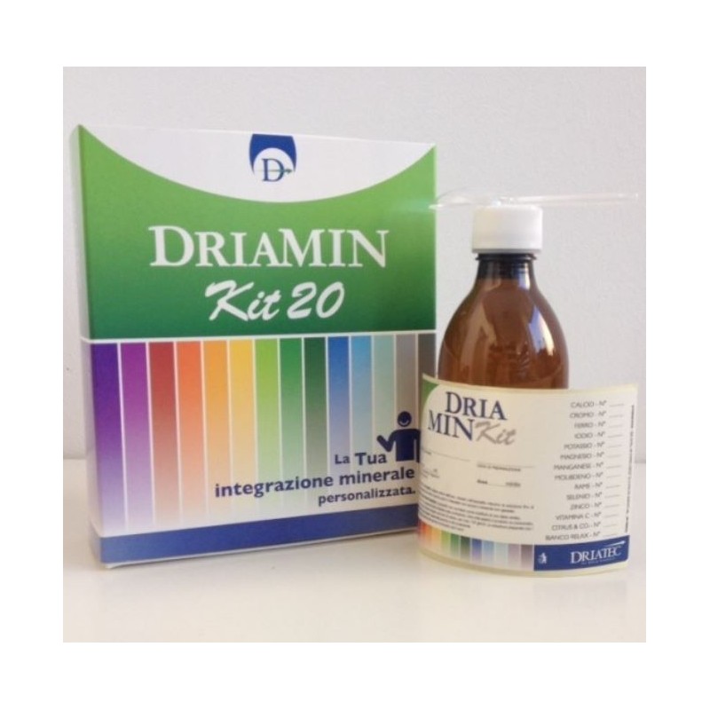 Driamin kit 20 flacone vuoto con misurino + etichetta e foglio illustrativo Driamin kit 20 flacone vuoto con misurino + etichetta e foglio illustrativo