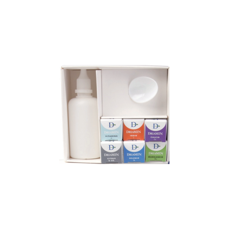 Driamin kit 6 flacone vuoto con misurino, etichetta e foglioillustrativo Driamin kit 6 flacone vuoto con misurino, etichetta e foglioillustrativo