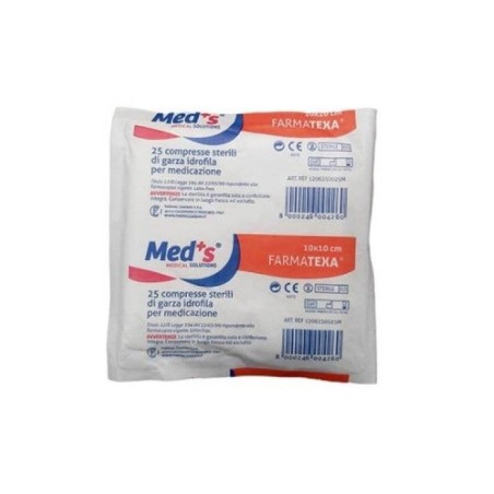 Garza compressa meds tessuto non tessuto 10x10cm 25 pezzi