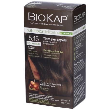 Biokap nutricolor delicato rapid 5,15 castano cenere tinta tubo+flacone 135 ml biosline
