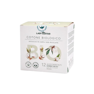 Ladystar assorbenti esterni 100% cotone bio giorno ali 12 pezzi