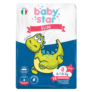 Pannolini babystar slim 8/18kg taglia 4 maxi 18 pezzi