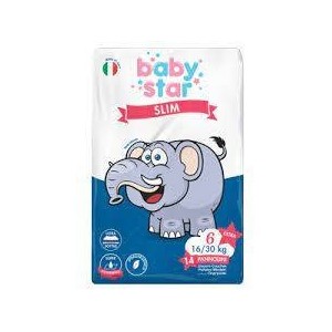 Pannolini babystar slim 16/30kg taglia 6 extra large 14 pezzi
