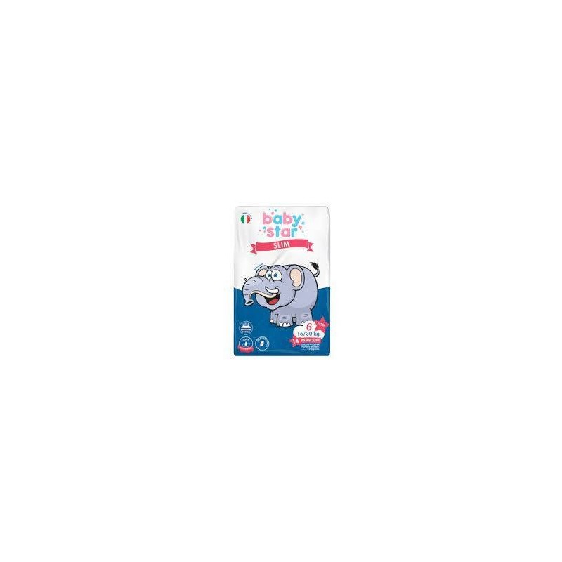 Pannolini babystar slim 16/30kg taglia 6 extra large 14 pezzi