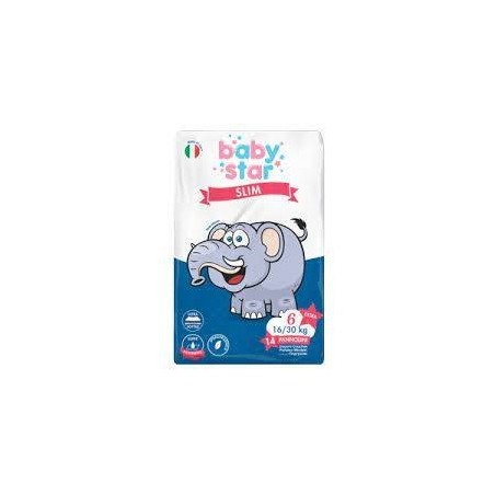 Pannolini babystar slim 16/30kg taglia 6 extra large 14 pezzi