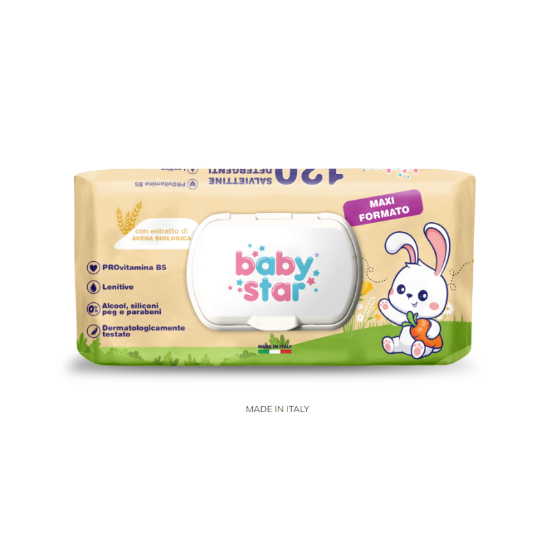 Babystar salviettine bebe' avena bio 120 pezzi
