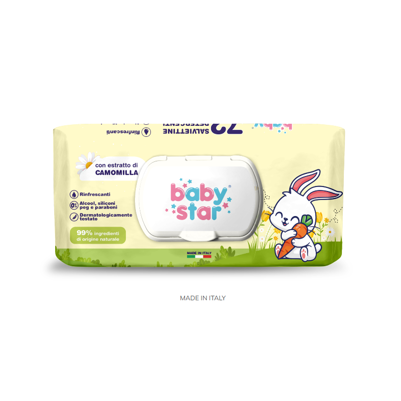 Babystar salviettine bebe' camomilla 72 pezzi