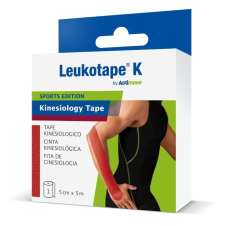 Benda adesiva actimove leukotape k taping fisioterapico larghezza 5 cm lunghezza 5 m colore rosso in rotolo Benda adesiva actimove leukotape k taping fisioterapico larghezza 5 cm lunghezza 5 m colore rosso in rotolo