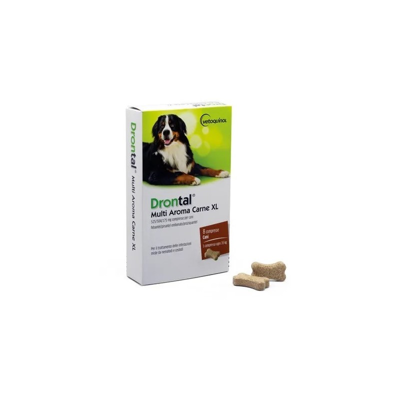 Drontal multi aroma carne xl 525/504/175 mg compresse per cani Drontal multi aroma carne xl 525/504/175 mg compresse per cani