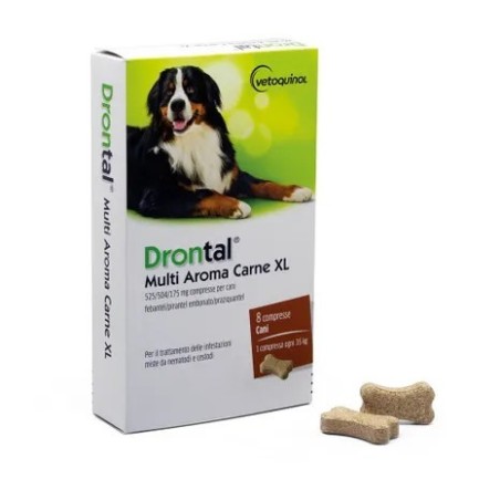 Drontal multi aroma carne xl 525/504/175 mg compresse per cani Drontal multi aroma carne xl 525/504/175 mg compresse per cani