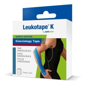 Benda adesiva actimove leukot k taping fisioterapico larghezza 5 cm lunghezza 5 m colore blu in rotolo Benda adesiva actimove leukot k taping fisioterapico larghezza 5 cm lunghezza 5 m colore blu in rotolo