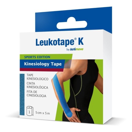 Benda adesiva actimove leukot k taping fisioterapico larghezza 5 cm lunghezza 5 m colore blu in rotolo Benda adesiva actimove leukot k taping fisioterapico larghezza 5 cm lunghezza 5 m colore blu in rotolo