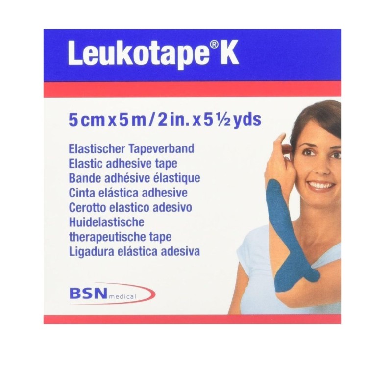Benda adesiva actimove leukot k taping fisioterapico larghezza 5 cm lunghezza 5 m colore blu in rotolo Benda adesiva actimove leukot k taping fisioterapico larghezza 5 cm lunghezza 5 m colore blu in rotolo