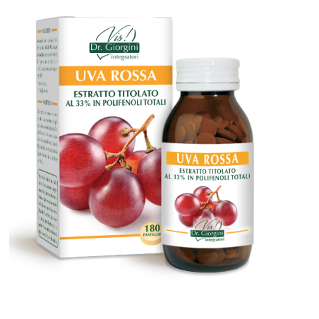 Uva rossa estratto titolato 33% polifenoli totali 180 pastiglie Uva rossa estratto titolato 33% polifenoli totali 180 pastiglie