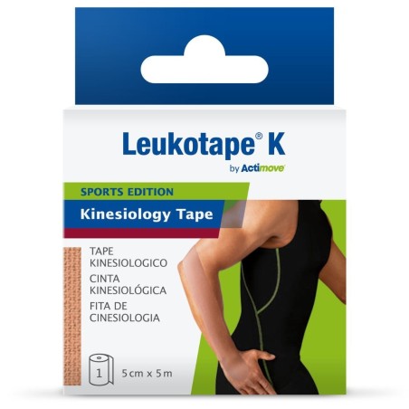 Benda adesiva actimove leukotape k taping fisioterapico largghezza 5 cm lunghezza 5 m colore carne in rotolo