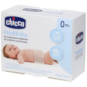 Mini kit medicazione ombelicale chicco medibaby 3 bende a rete elastica calibro 6 + 3 garze ombelicali tnt 10x10 cm