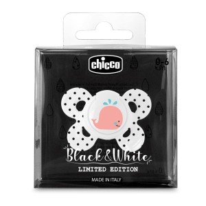 Chicco succhietto comfort black&white silicone 0-6m