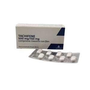 Tachifene 16 compresse riv 500 mg + 150 mg Tachifene 16 compresse riv 500 mg + 150 mg