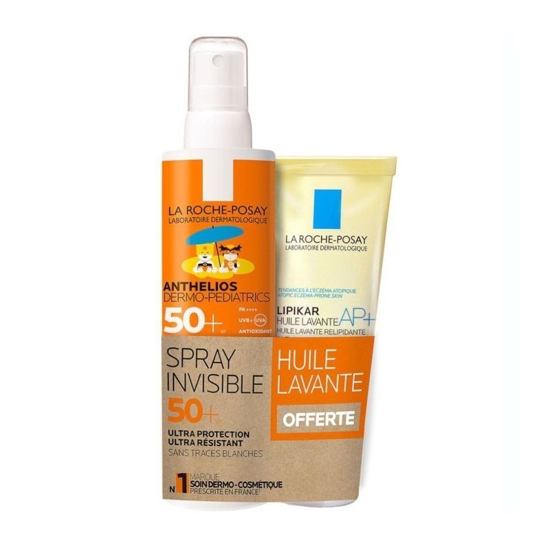 Anthelios spray uvmune bambino 50+ 200 ml + lipikar olio detergente ap+ 100 ml in omaggio