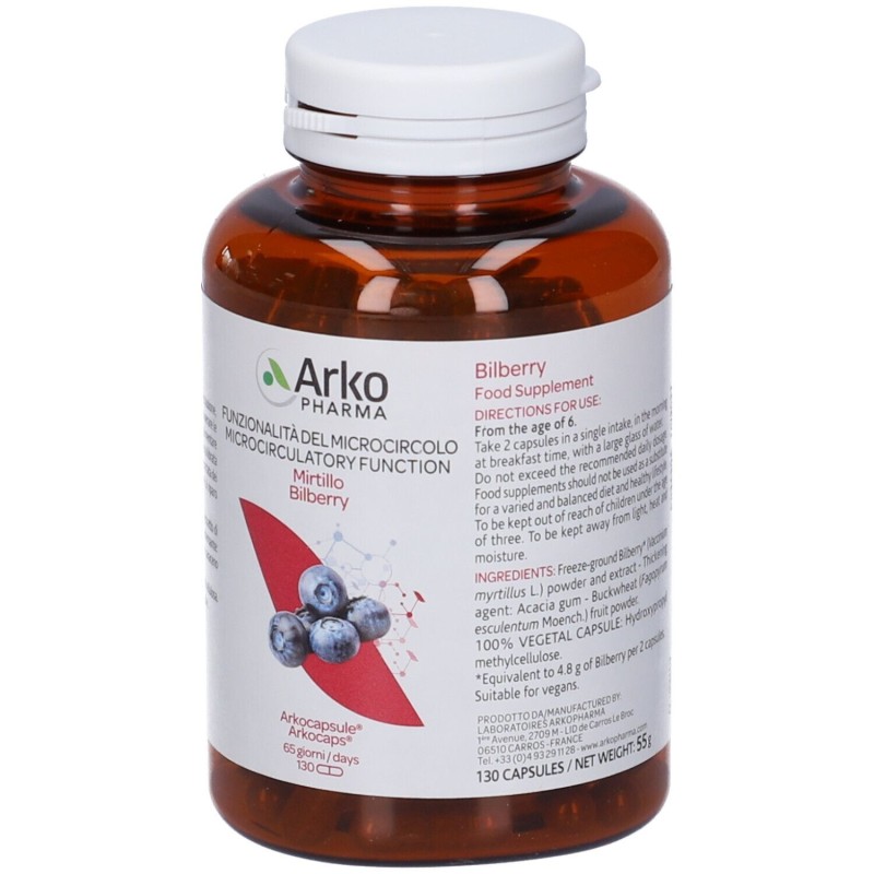 Arkocapsule funzionalita' microcircolo mirtillo 130 capsule Arkocapsule funzionalita' microcircolo mirtillo 130 capsule