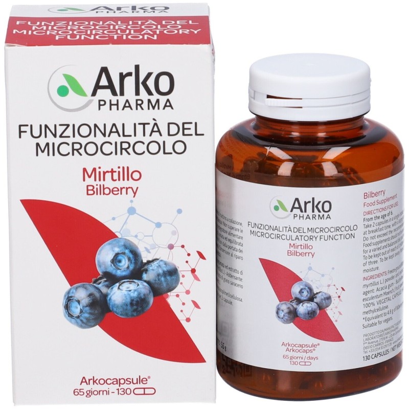 Arkocapsule funzionalita' microcircolo mirtillo 130 capsule Arkocapsule funzionalita' microcircolo mirtillo 130 capsule