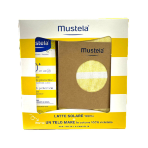 Mustela latte solare 100 ml + telo mare cotone riciclato