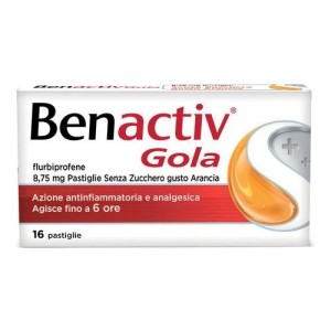 Benactiv gola 16 pastiglie arancia senza zucchero