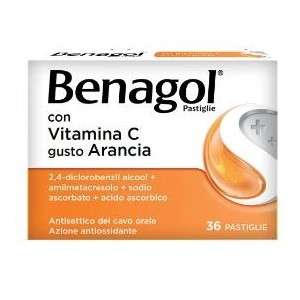 Benagol 36 pastiglie arancia vitamina C mal di gola