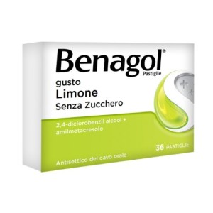 Reckitt Benckiser Benagol gusto limone senza zucchero antisettico cavo orale 36 pastiglie