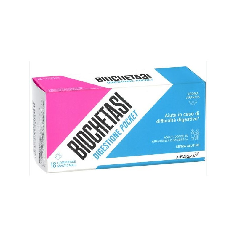Biochetasi pocket digestiv 18 compresse masticabili nuova formulazione