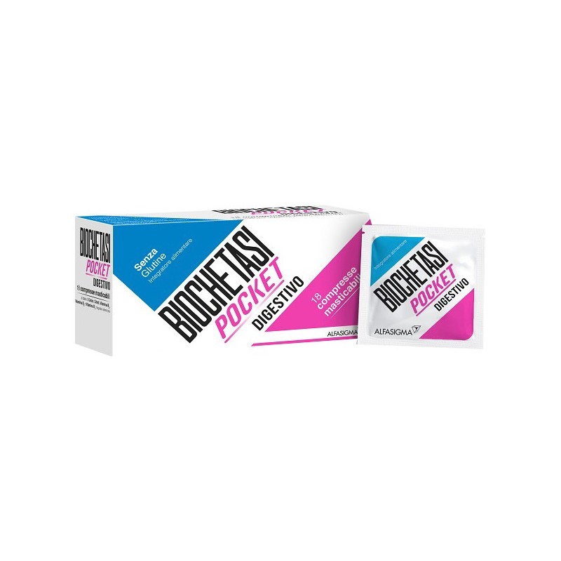 Biochetasi pocket digestiv 18 compresse masticabili nuova formulazione