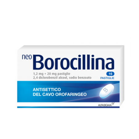 Neo Borocillina 1,2 Mg + 20 Mg 16 Pastiglie antisettico cavo orofaringeo